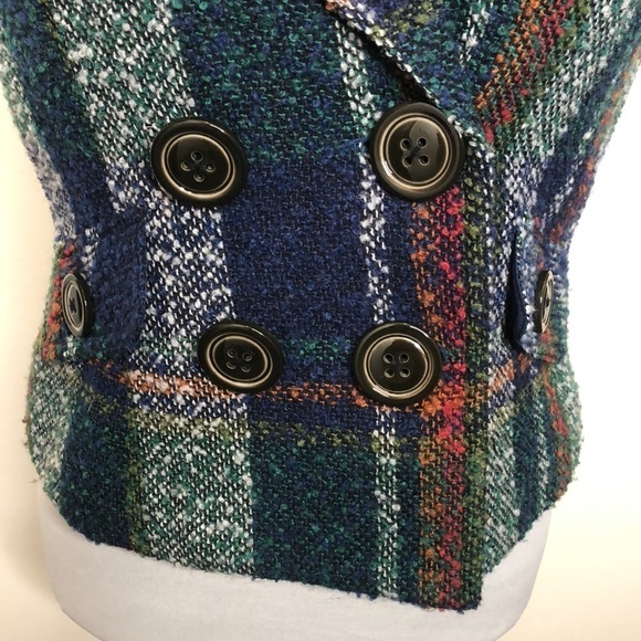 Cabi women’s blue plaid multi colored button vest size XS - Picture 3 of 9